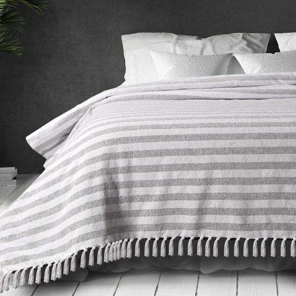 Striped Cotton Throw Bedcover - Sashaaworld