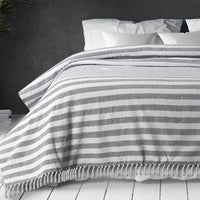 Striped Cotton Throw Bedcover  - Sashaaworld