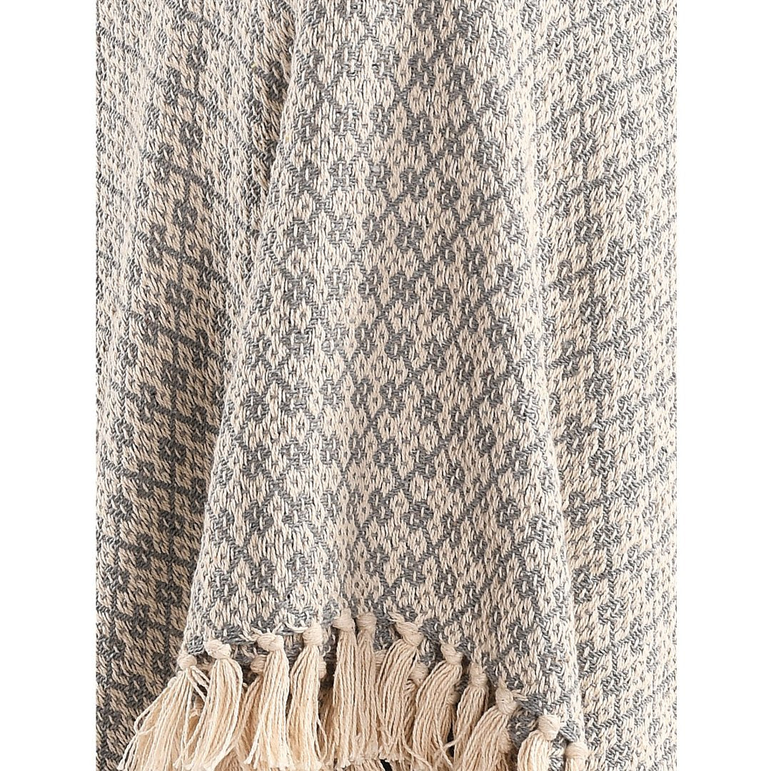 Soft Cotton Throw Blanket for Sofa/ Bed- Grey - Sashaaworld