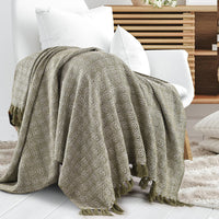 Nature-Inspired Herringbone Throw Blanket Green - Sashaaworld