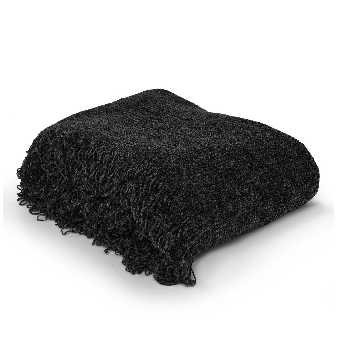 Soft Chenille Throw Black - Sashaaworld