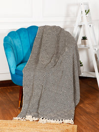 Cotton Diamond Throw Black & White