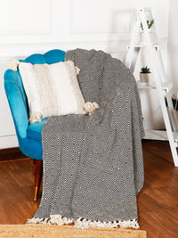 Cotton Diamond Throw Black & White