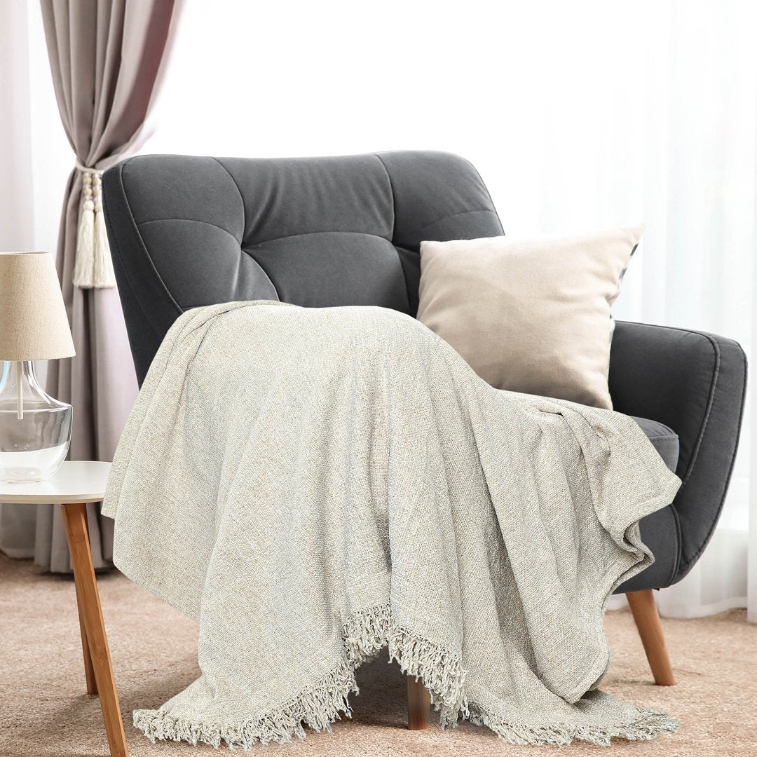 Soft Chenille Throw cream - Sashaaworld