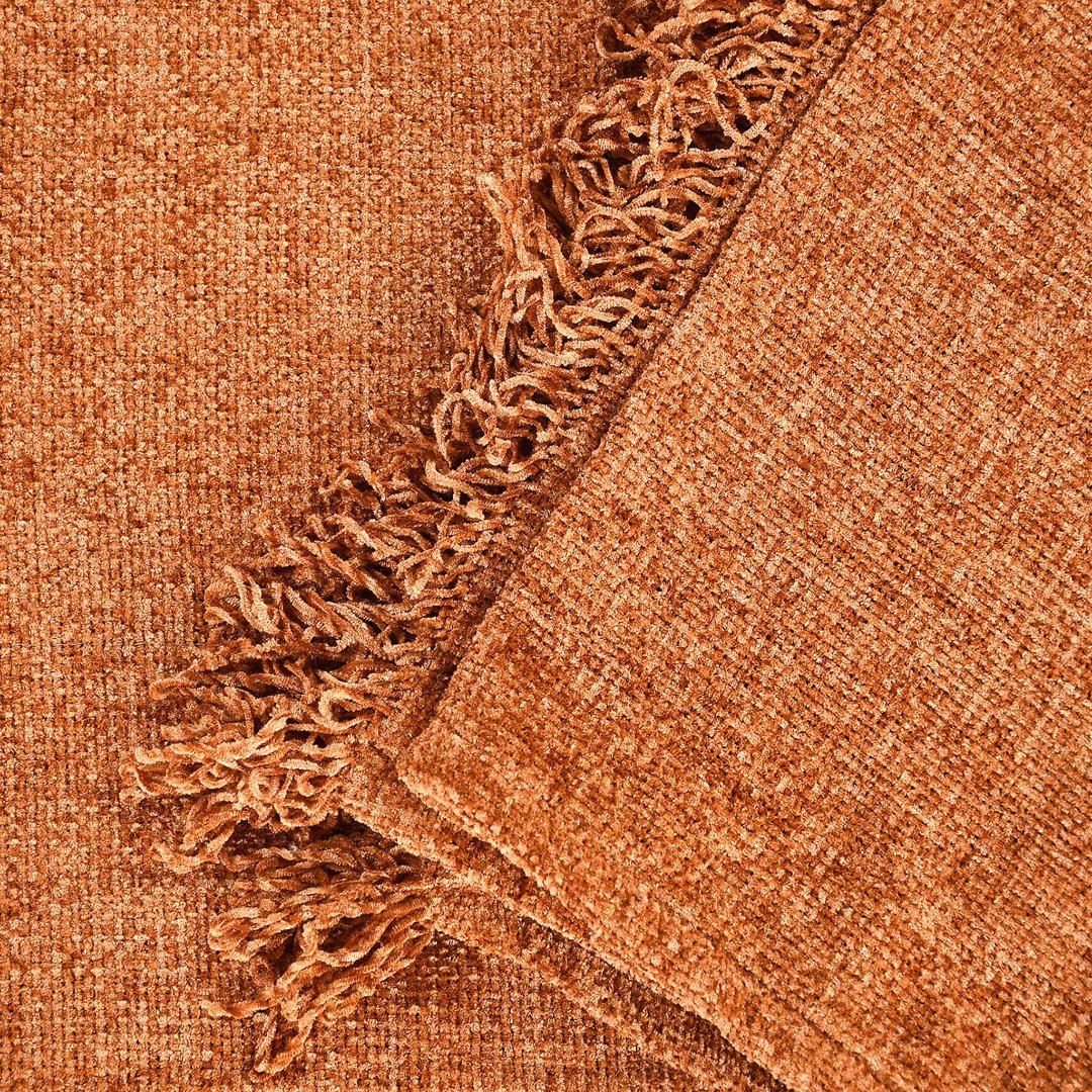 Soft Chenille Throw Rust - Sashaaworld