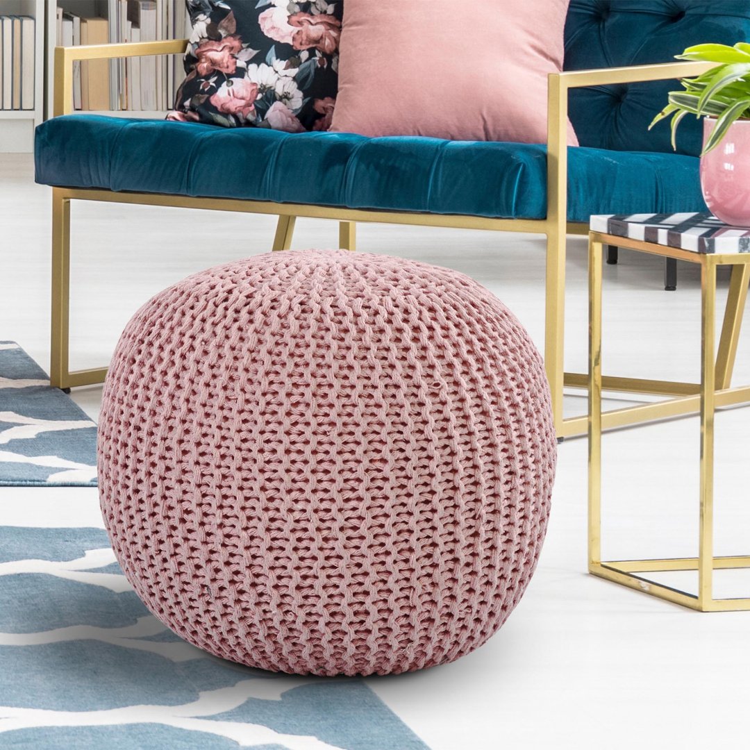 Knitted Pouf Pink - Sashaa World