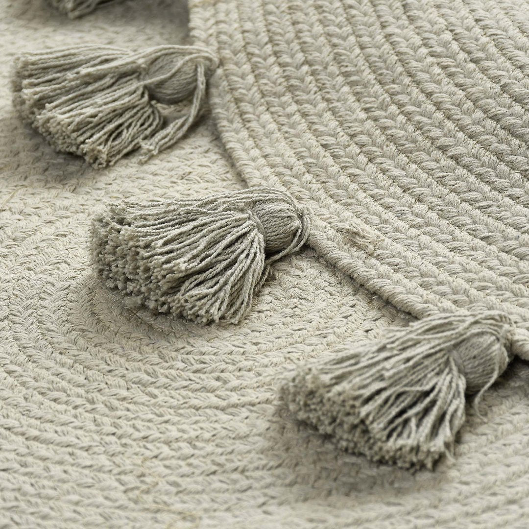 Cotton braided rug with tassels (Reversible) Green