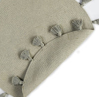 Cotton braided rug with tassels (Reversible) Green