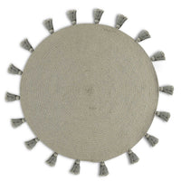 Cotton braided rug with tassels (Reversible) green