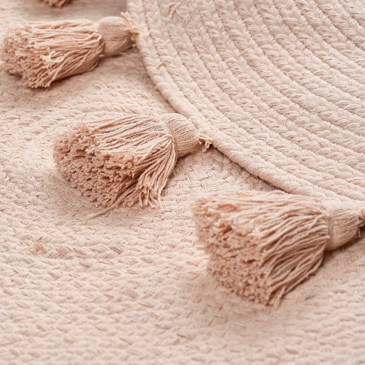 Cotton braided rug with tassels (Reversible) pink