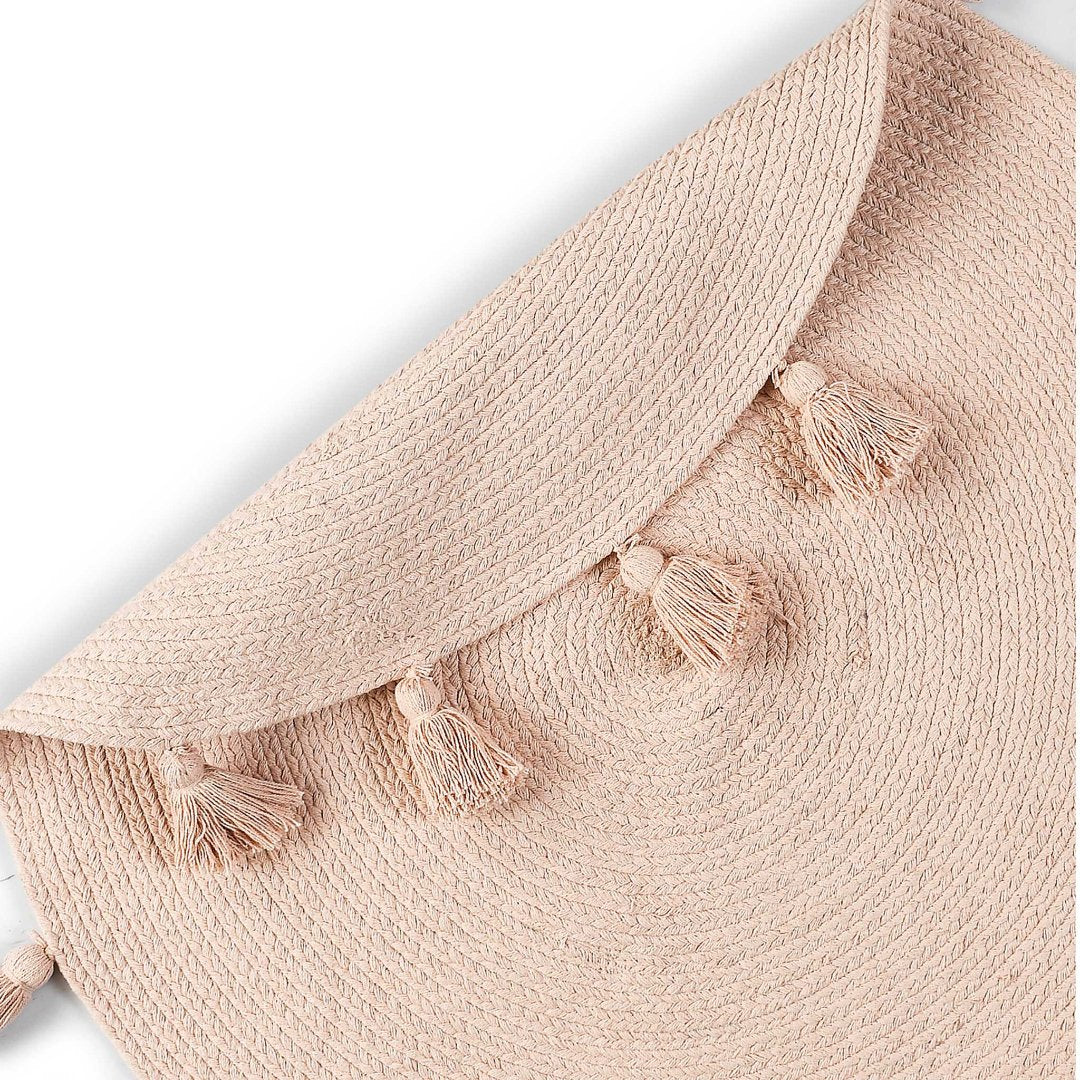 Cotton braided rug with tassels (Reversible) pink