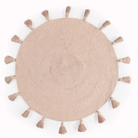 Cotton braided rug with tassels (Reversible) pink