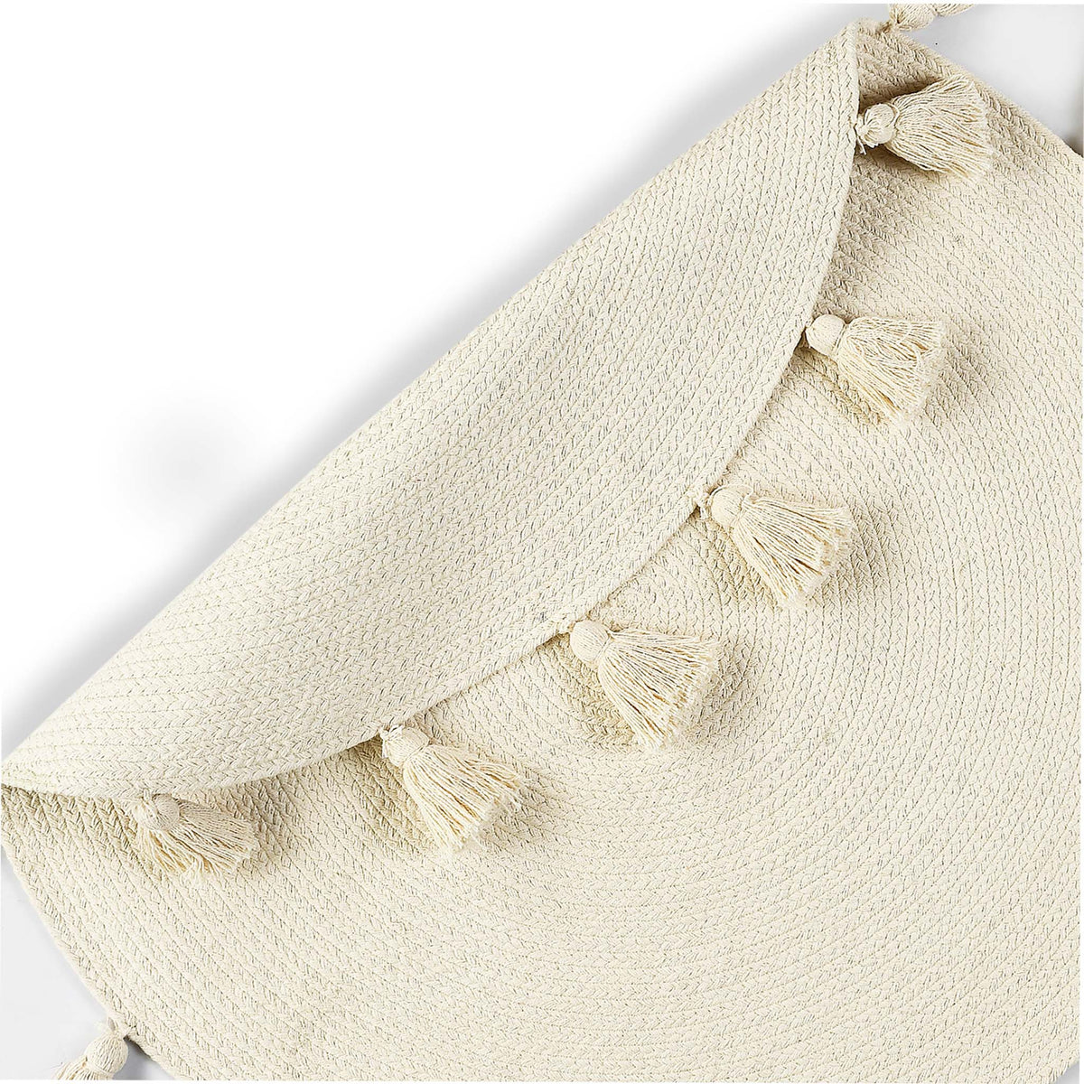 Cotton Braided Rug with Tassels (Reversible)