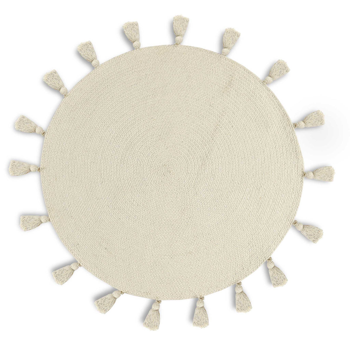 Cotton Braided Rug with Tassels (Reversible)