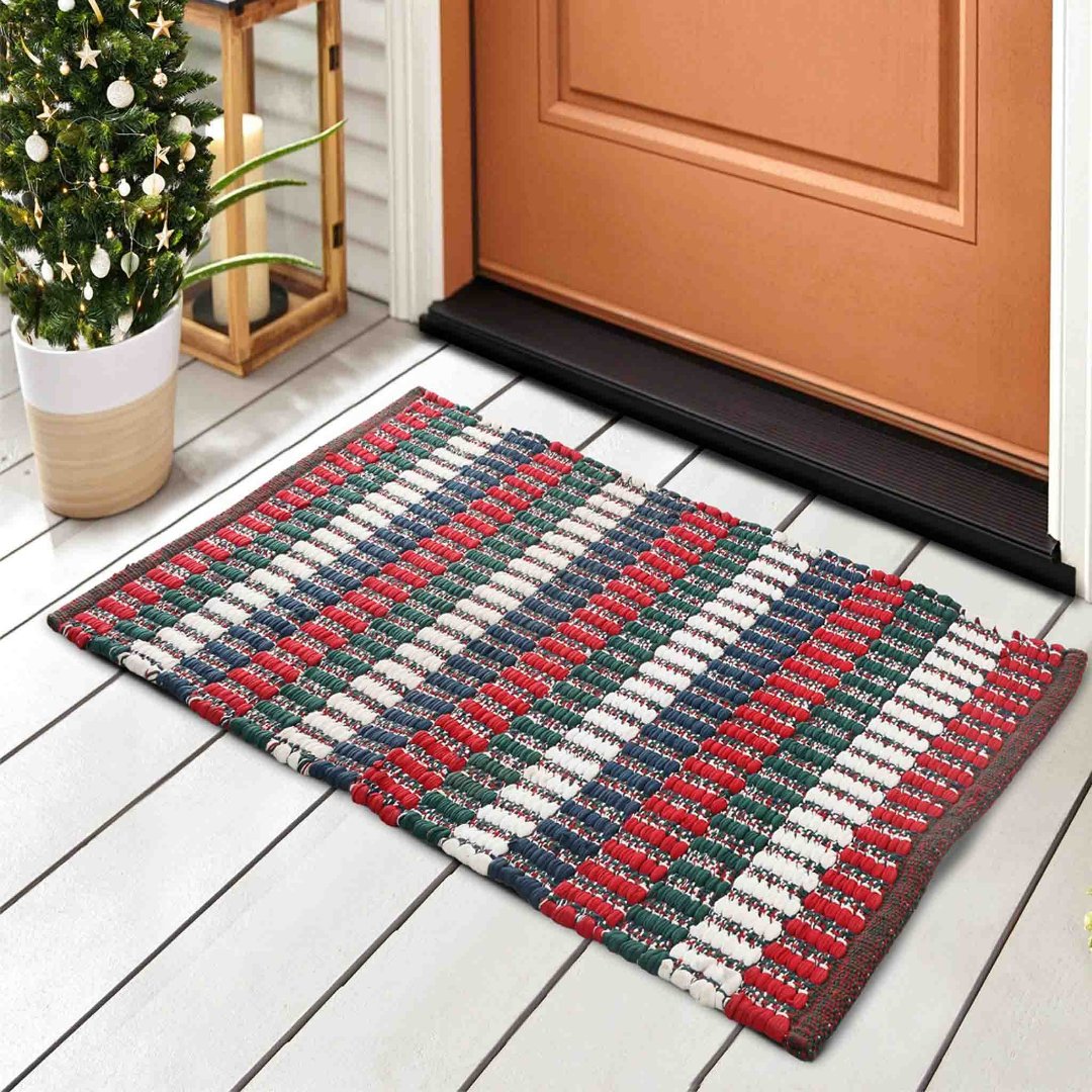 Multi stripe Christmas Vibe Chindi Rug - Sashaaworld