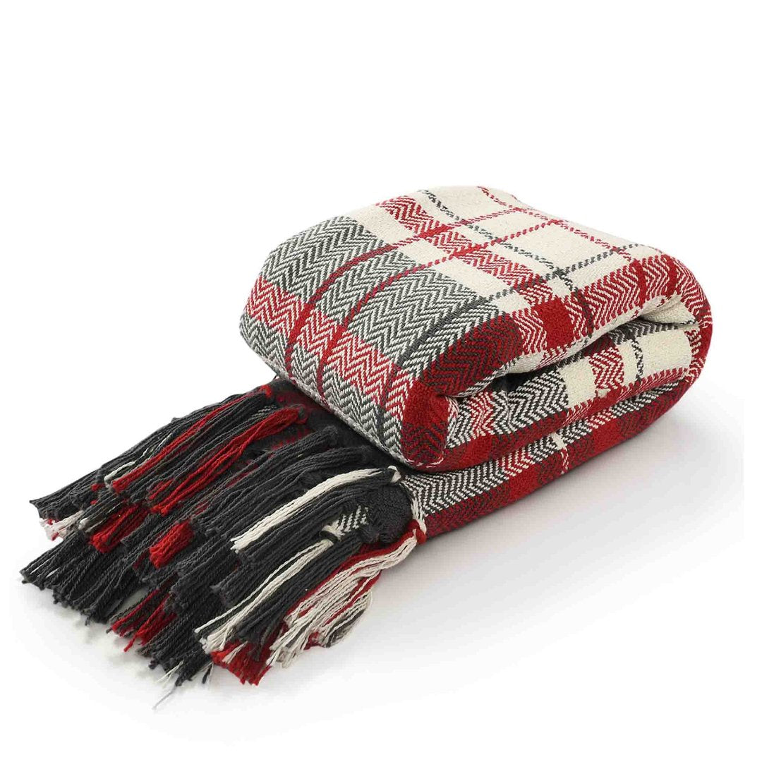 Red & Black Plaid Throw Christmas- Sashaaworld