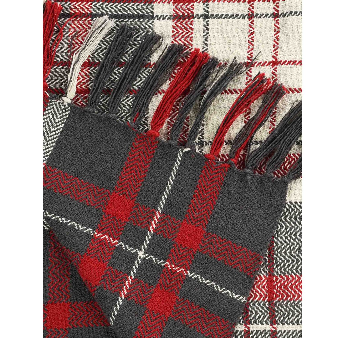 Red & Black Plaid Throw Christmas- Sashaaworld