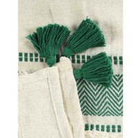 Green and Ivory Tufted Striped Throw - Sashaa World