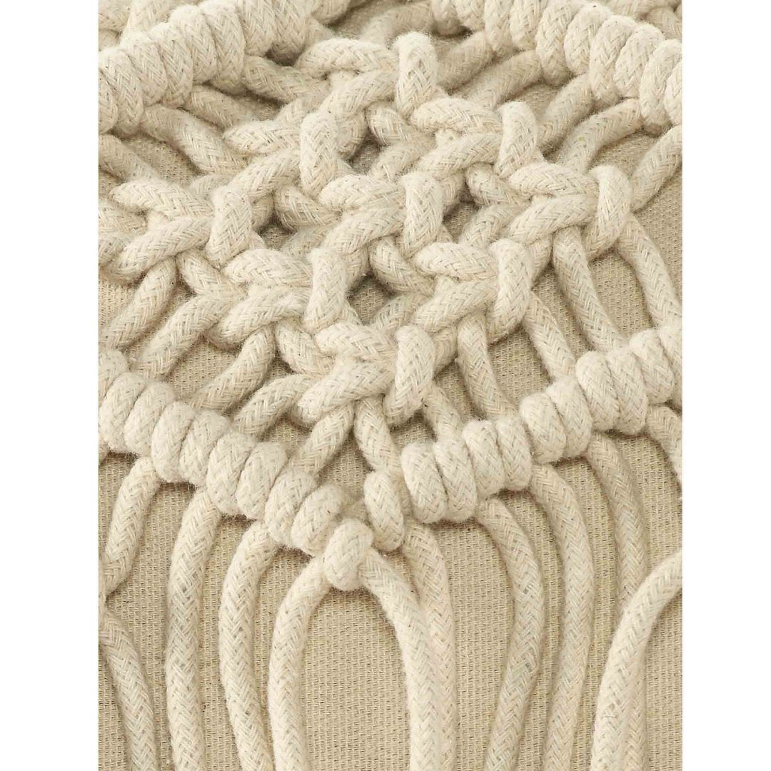 Macramé Cushion in Natural with long Fringe - Sashaaworld
