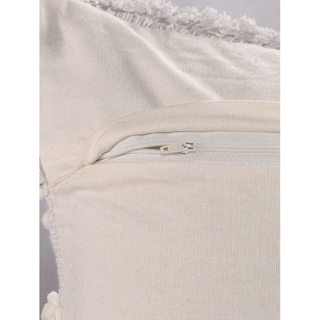 White Tufted Boho Cushion Cover- Sashaaworld