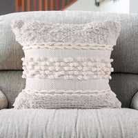 White Tufted Boho Cushion Cover- Sashaaworld
