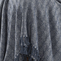 Nature-Inspired Herringbone Throw Blanket Navy Blue - Sashaaworld