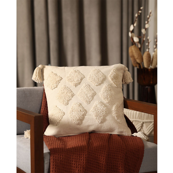 Ivory Diamond Tufted Cushion Cover - Sashaa World