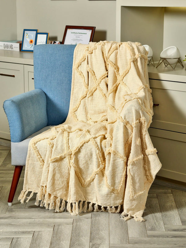 Ivory Diamond Tufted Throw - Sashaa World