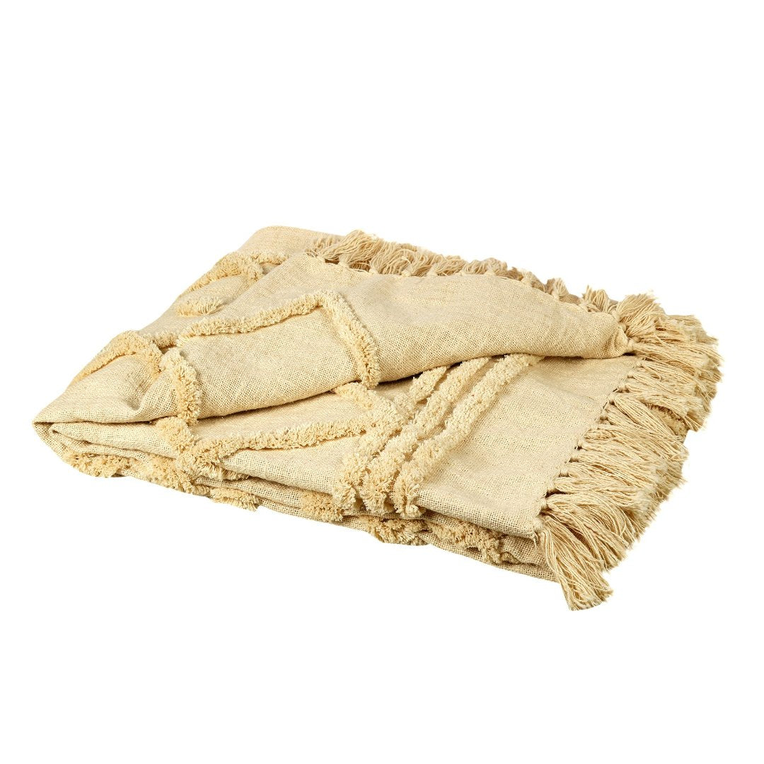 Ivory Diamond Tufted Throw - Sashaa World