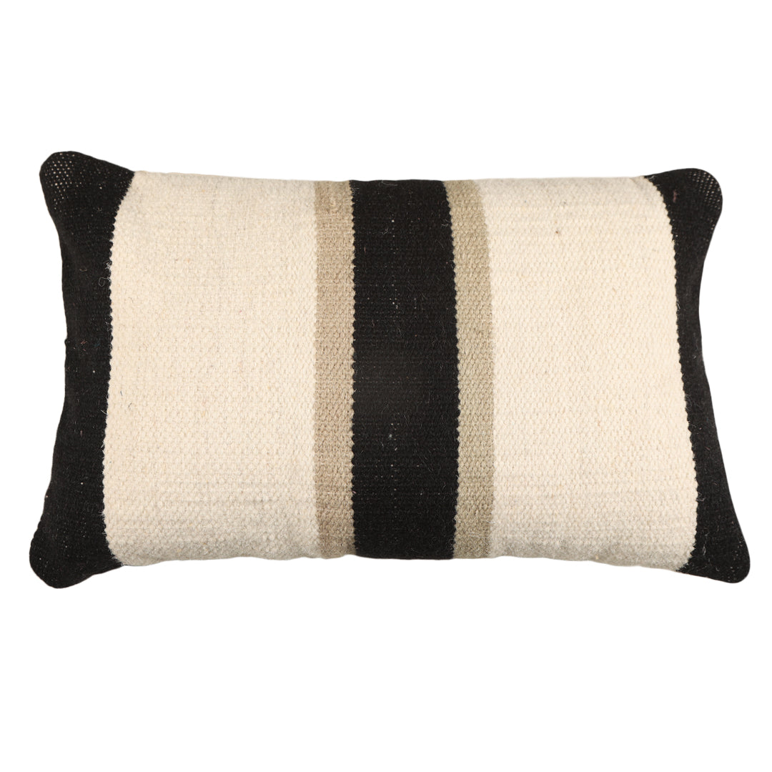 White Lumbar Cushion with Black Stripes- Sashaaworld