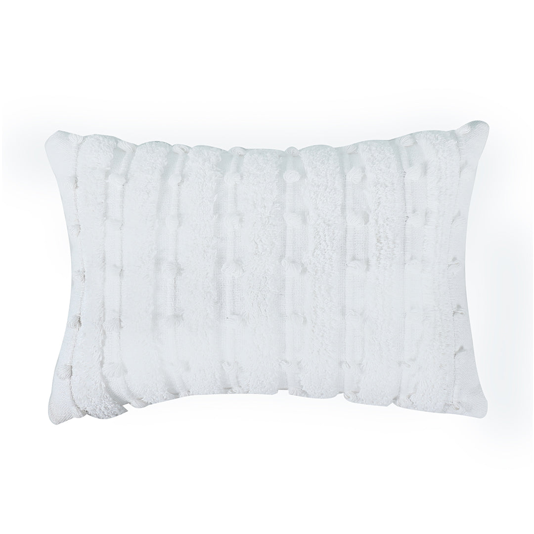 White Tufted Lumbar Cushion- Sashaaworld