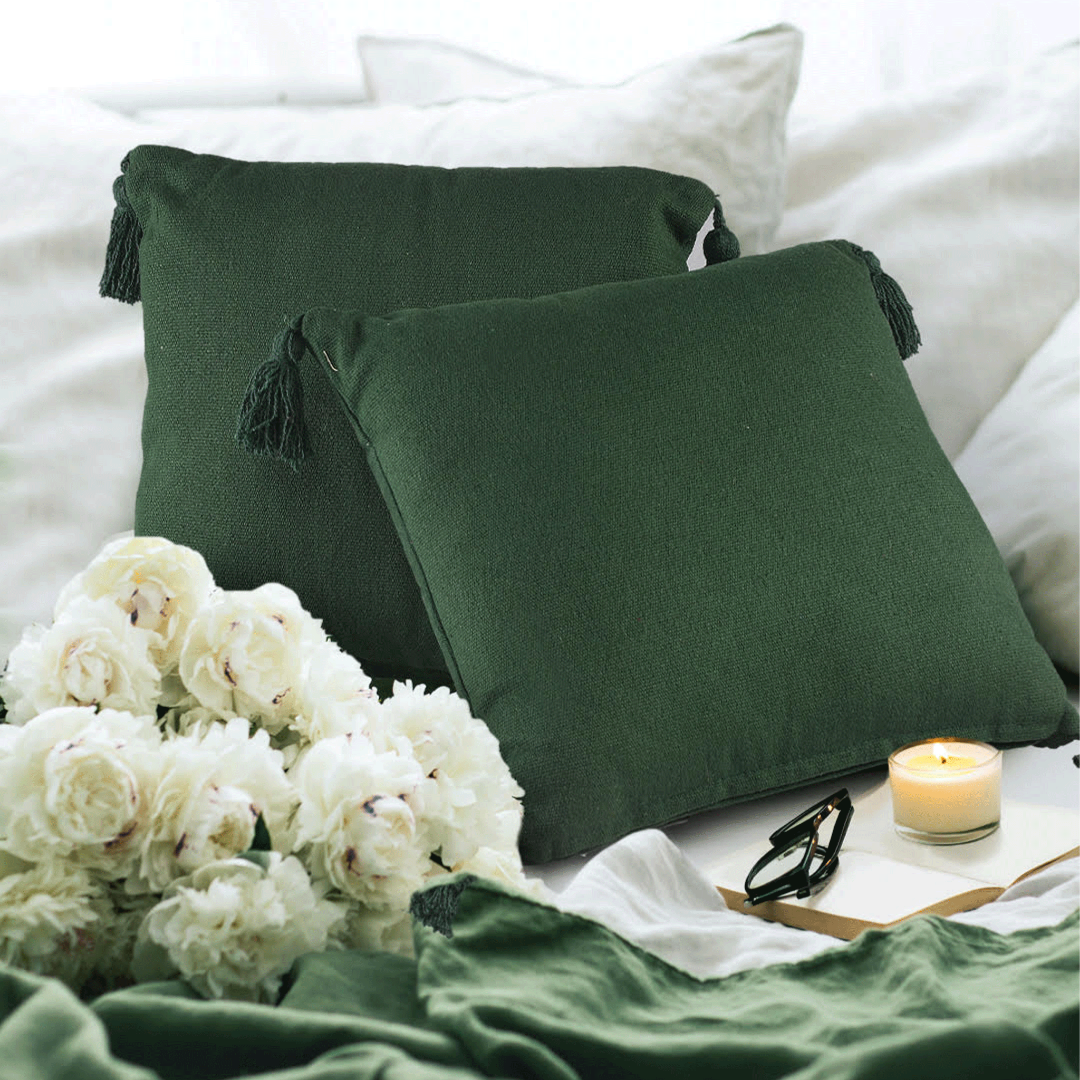 Vibrant Green Cushion Covers (Set of 2)- sashaaworld
