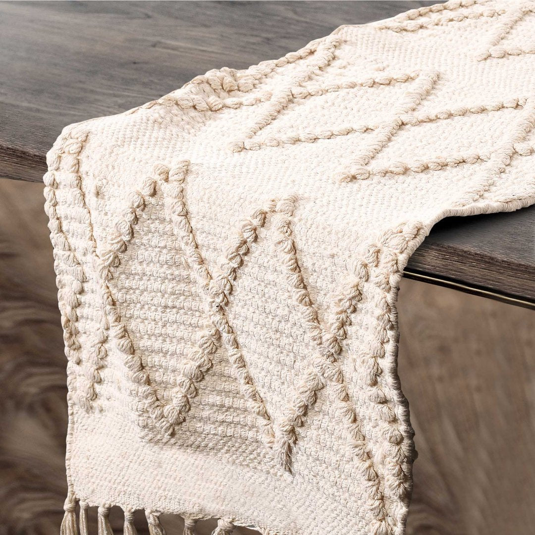 Handwoven Table Runner Beige - Sashaa World