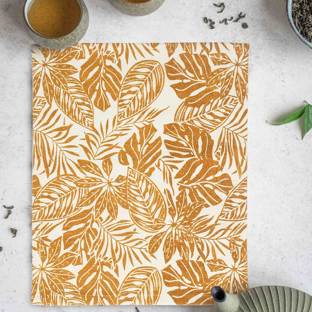 Yellow Leaf Printed Table Placemats - Sashaaworld