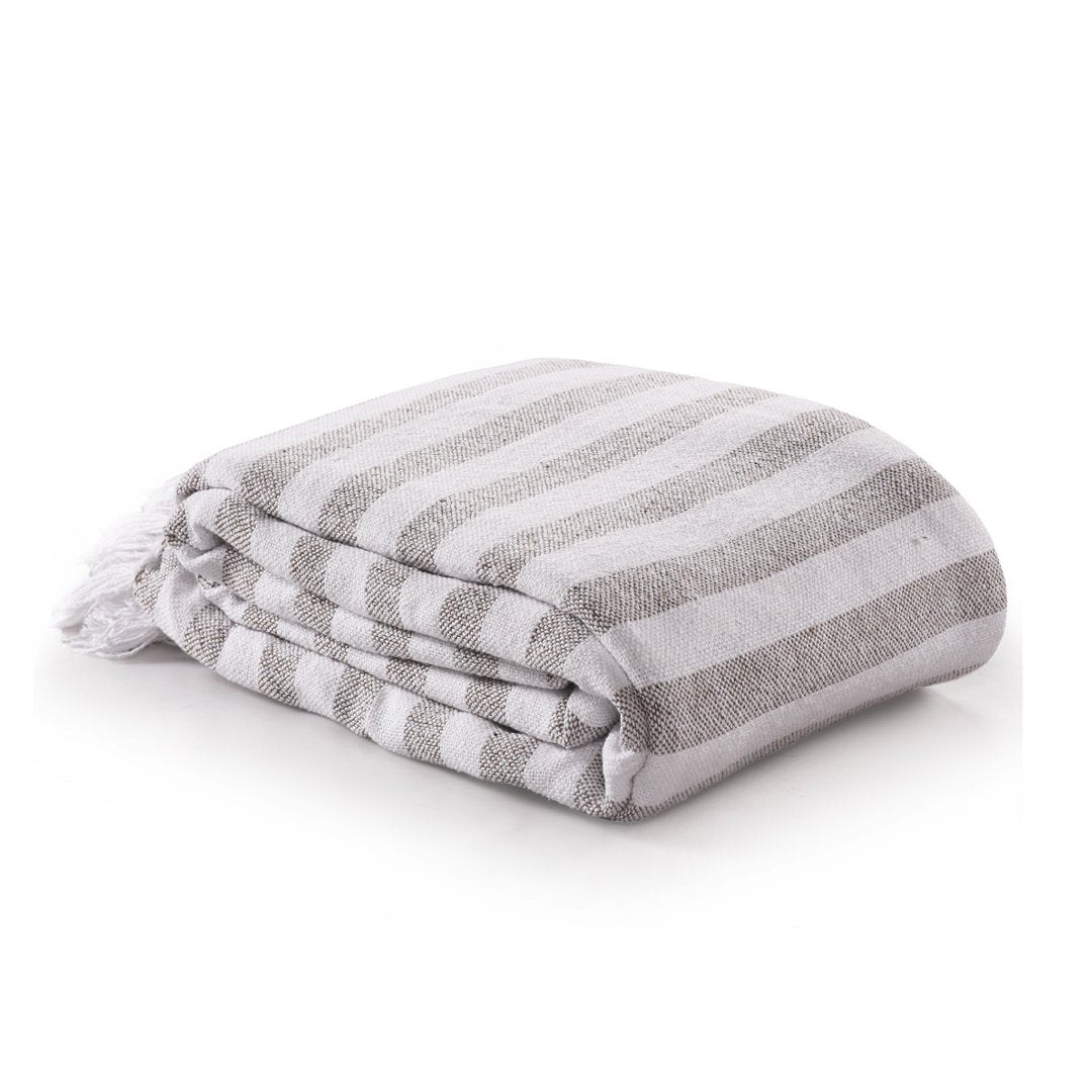 Striped Cotton Throw Bedcover - Sashaaworld