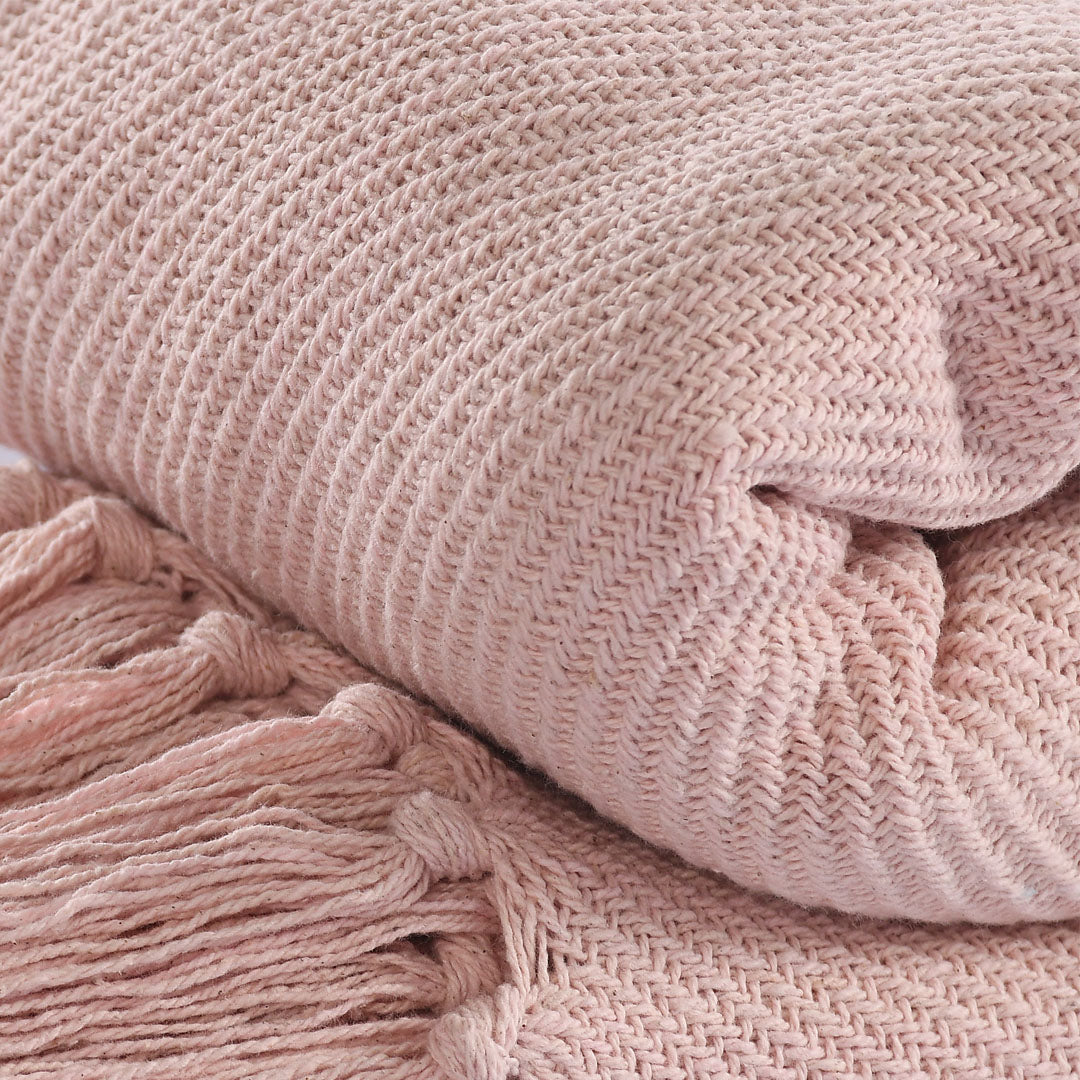 Solid Cotton Throw in Pink - sashaaworld