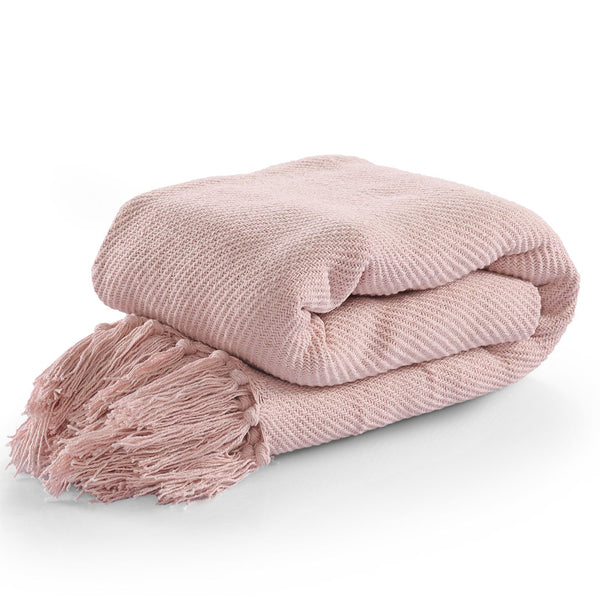 Solid Cotton Throw in Pink - sashaaworld