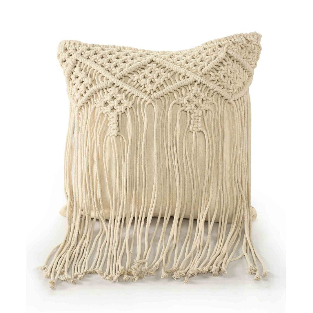Macramé Cushion in Natural with long Fringe - Sashaa World