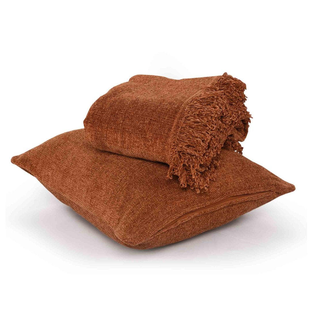 Soft Chenille Throw Rust - Sashaaworld