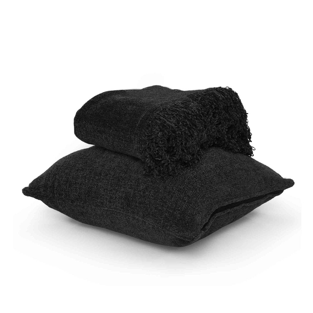 Soft Chenille Throw Black - Sashaaworld
