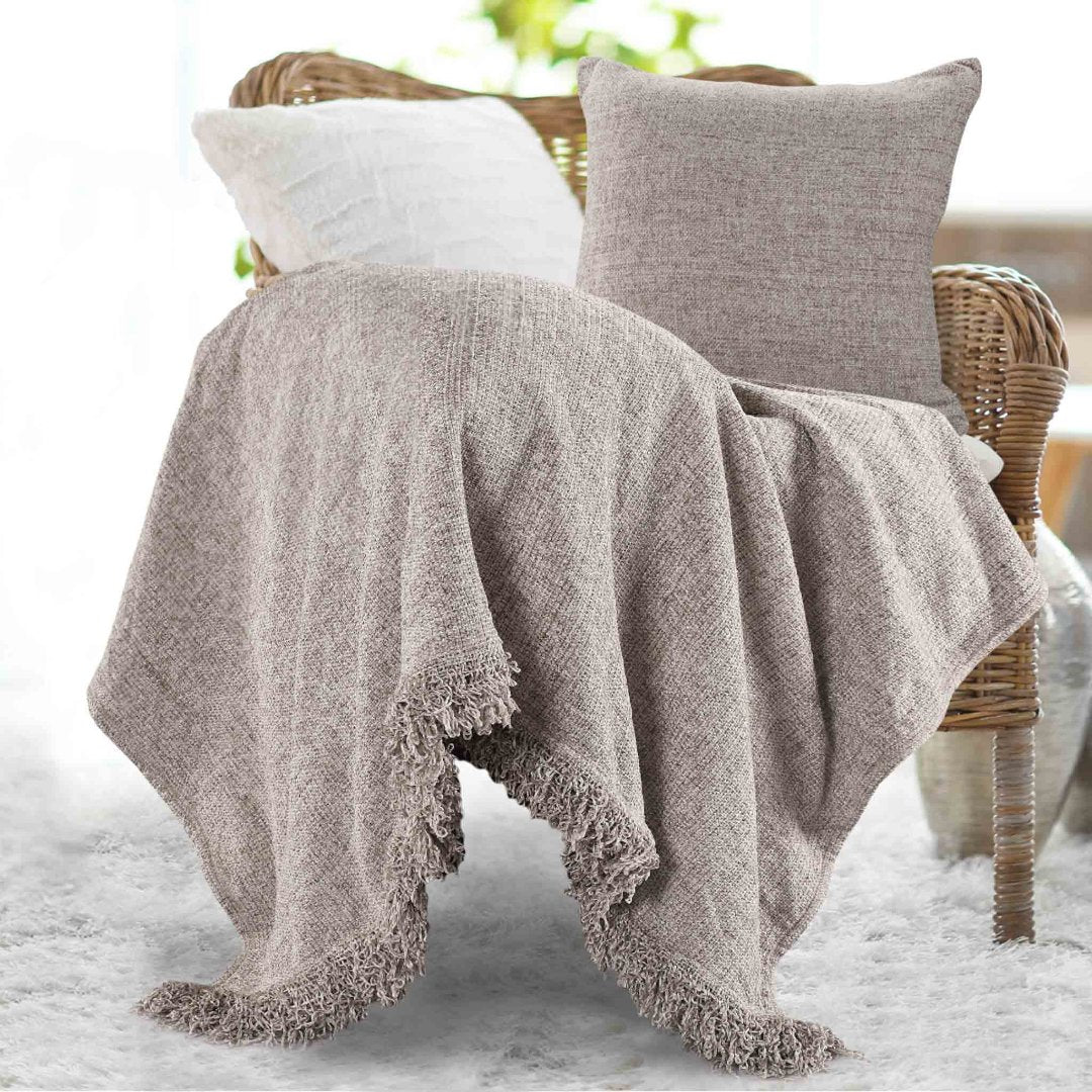 Chenille Cushion Cover- Light Grey