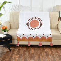 Printed Orange Cotton Throw - Sashaaworld