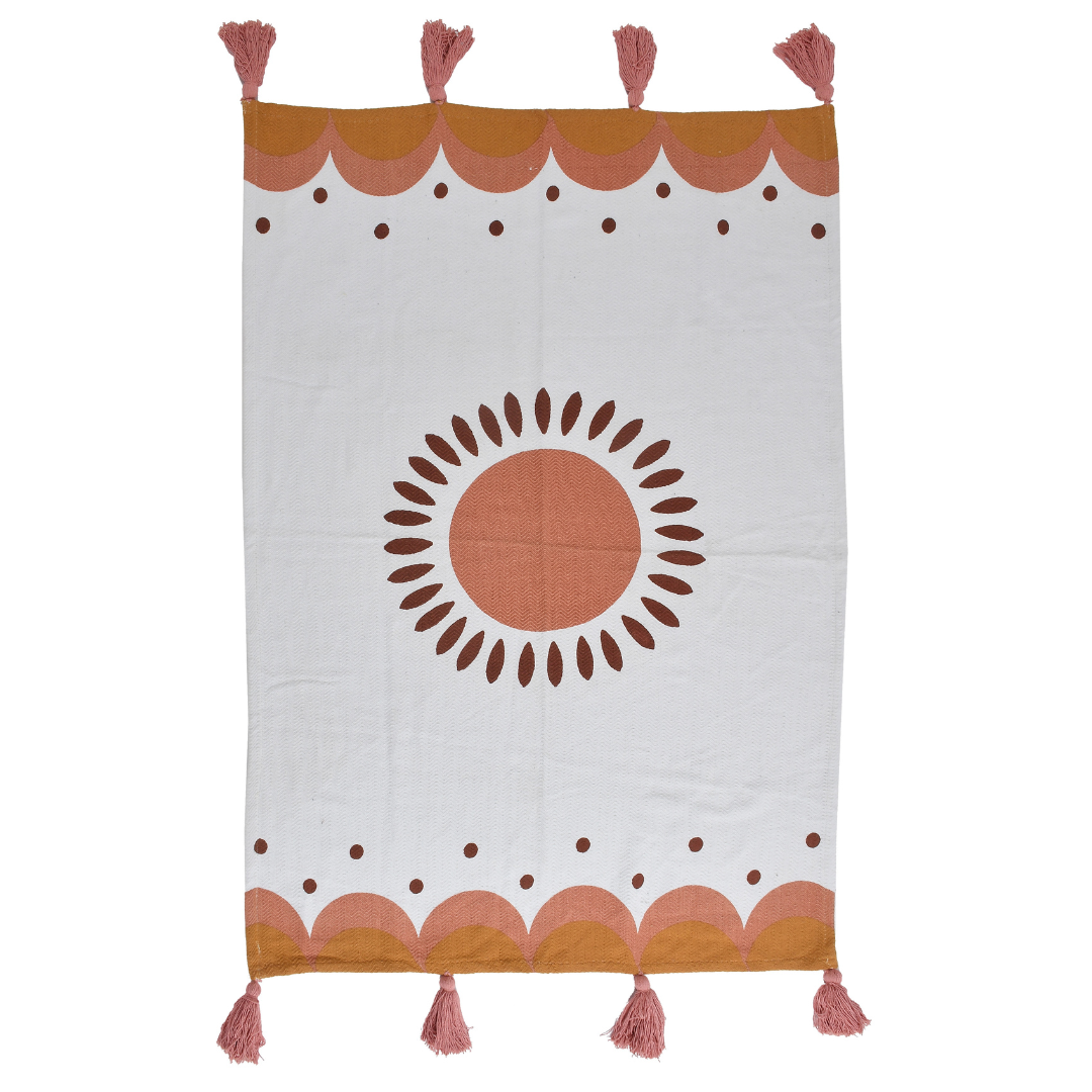 Printed Orange Cotton Throw - Sashaaworld