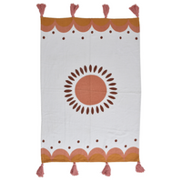 Printed Orange Cotton Throw - Sashaaworld