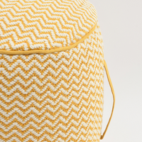 Mustard and White Boho Pouf