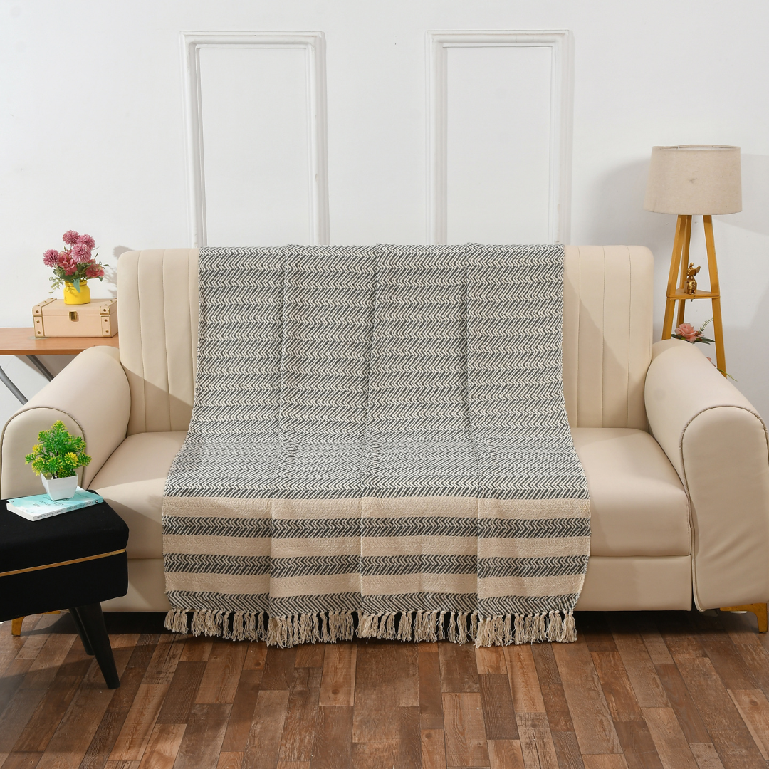 Black and Ivory Cotton Throw