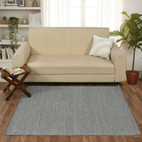 Ivory & Black Striped Cotton Rug