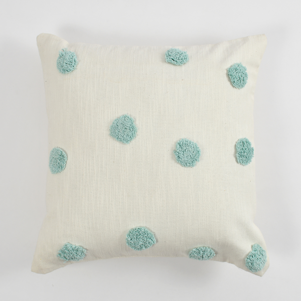 Mint Tufted Dots Cushion Cover