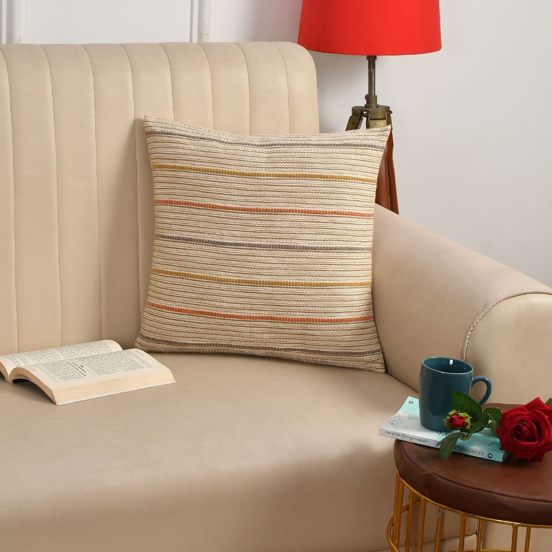 Sashaa World Neutral Stripe Cushion