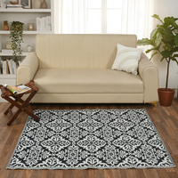 Reversible Blue and White Geometric Carpet